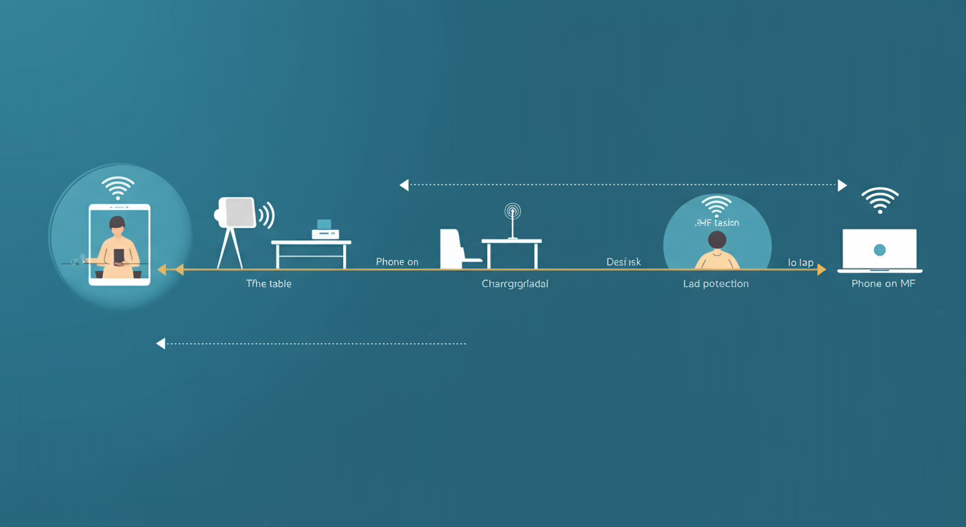 Distance principle for EMF protection showing reduced exposure with separation